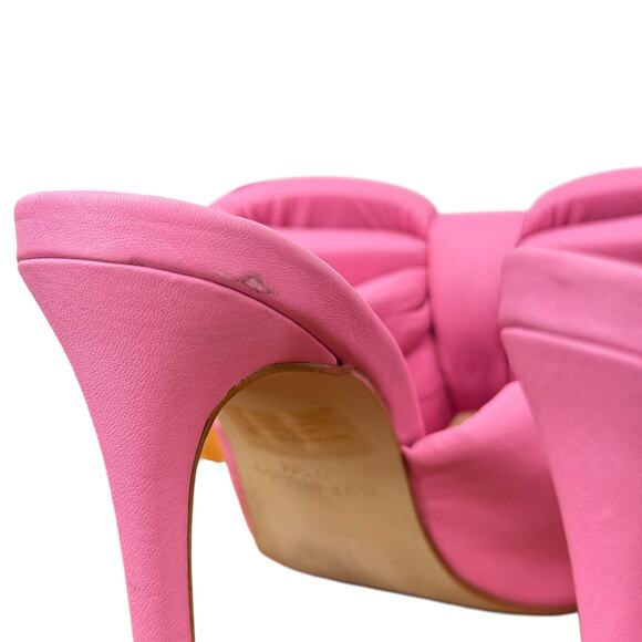 Steve Madden Indulge Pink Mule Heels NEW Leather Womens 6.5 Bow Oversized Barbie - Picture 5 of 9